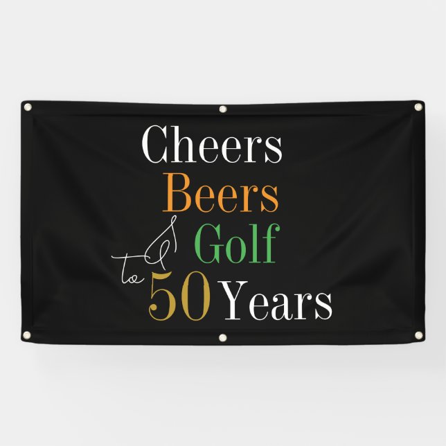 Cheers Beers Golf 50th Birthday Banner (Horizontal)