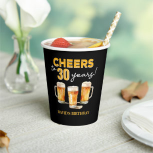 Cheers & Beers Mens Funny 30th Birthday Paper Cups