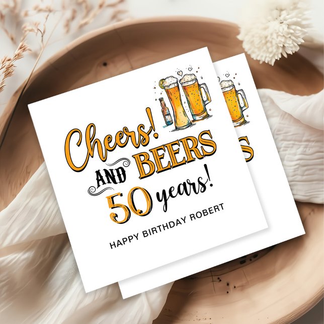 Cheers & Beers Mens Funny Birthday Napkin (Creator Uploaded)