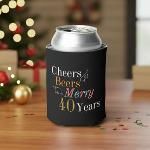 Cheers Beers Merry 40th Christmas Birthday Party Can Cooler