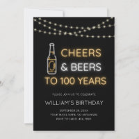 Cheers & Beers Neon Sign 100th Birthday Photo