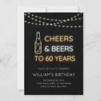 Cheers & Beers Neon Sign 60th Adult Birthday Photo