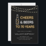 Cheers & Beers Neon Sign 70th Adult Birthday Photo Invitation<br><div class="desc">Cheers & Beers Neon Sign 70th Adult Birthday Photo Invitation | Adult Birthday Invitations on a black background with a custom photo that you can replace with your own. The text can be easily be customised with your details for the perfectly personalised design. Visit Youtopia Official for more and contact...</div>