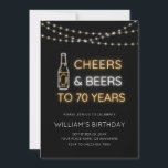 Cheers & Beers Neon Sign 70th Adult Birthday Photo Invitation<br><div class="desc">Cheers & Beers Neon Sign 70th Adult Birthday Photo Invitation | Adult Birthday Invitations on a black background with a custom photo that you can replace with your own. The text can be easily be customised with your details for the perfectly personalised design. Visit Youtopia Official for more and contact...</div>