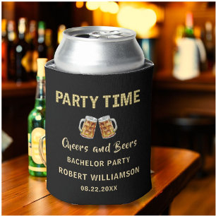 Cheers & Beers Party Time Lights Bachelor Party  Can Cooler