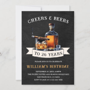 Cheers & Beers Rustic 26th Country Birthday Party Invitation