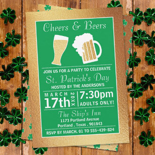 Cheers & Beers Shamrock St. Patrick's Day Party Invitation