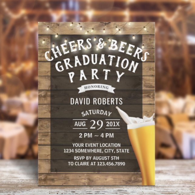 Cheers & Beers String Lights Graduation Party Invitation (Creator Uploaded)