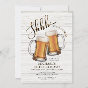 Cheers & Beers Surprise Adult 40th Birthday Party Invitation