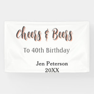 Cheers & beers to 40th birthday gray name year sin banner