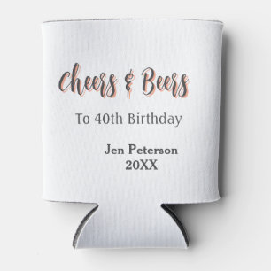 Cheers & beers to 40th birthday gray name year sin can cooler