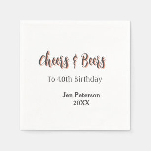 Cheers & beers to 40th birthday gray name year sin napkin