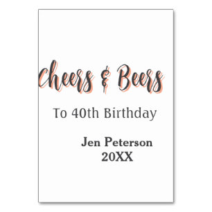Cheers & beers to 40th birthday gray name year sin table number