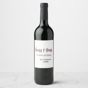 Cheers & beers to 40th birthday gray name year sin wine label