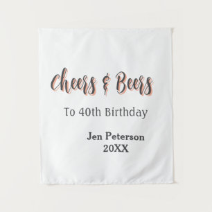 Cheers & beers to 40th birthday grey name year sin tapestry
