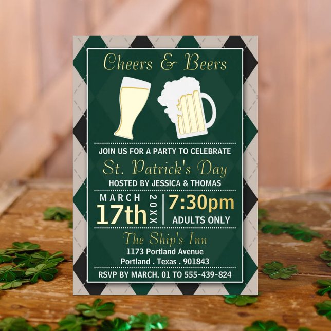 Cheers & Beers Trendy St. Patrick's Day Party Real (Creator Uploaded)