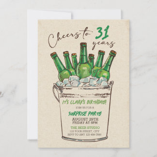 Cheers Birthday Invitation, Adult Birthday Invitation