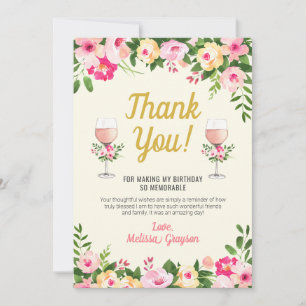 Cheers Birthday Thank You Card - Floral