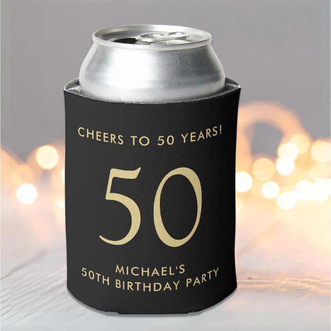 Cheers Black Gold 50th Birthday Party Can Cooler (Creator Uploaded)