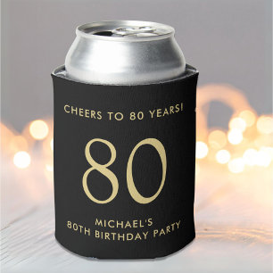 Cheers Black Gold 80th Birthday Party Can Cooler