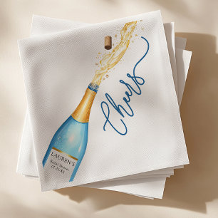 Cheers Blue Champagne Pop Bridal Shower Napkins