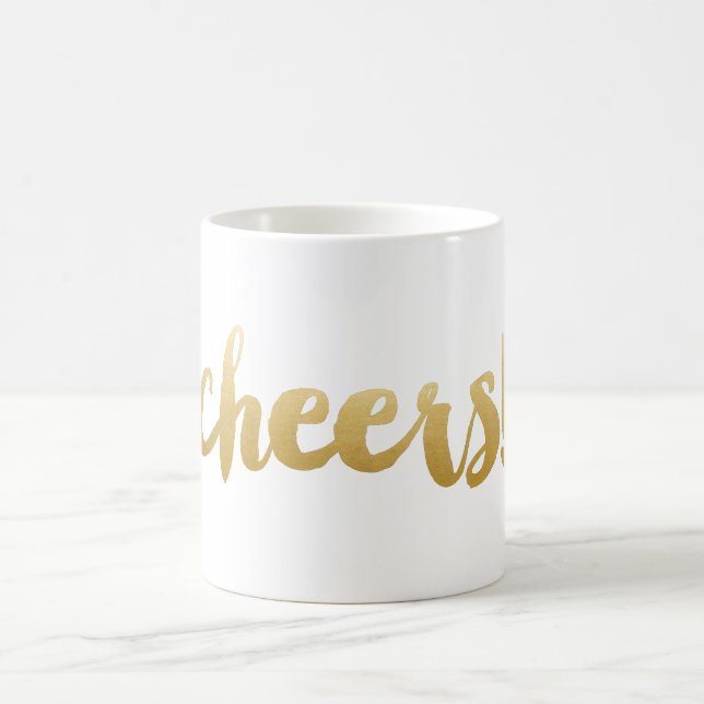 Cheers! Bold Calligraphy Coffee Mug - Gold (Center)