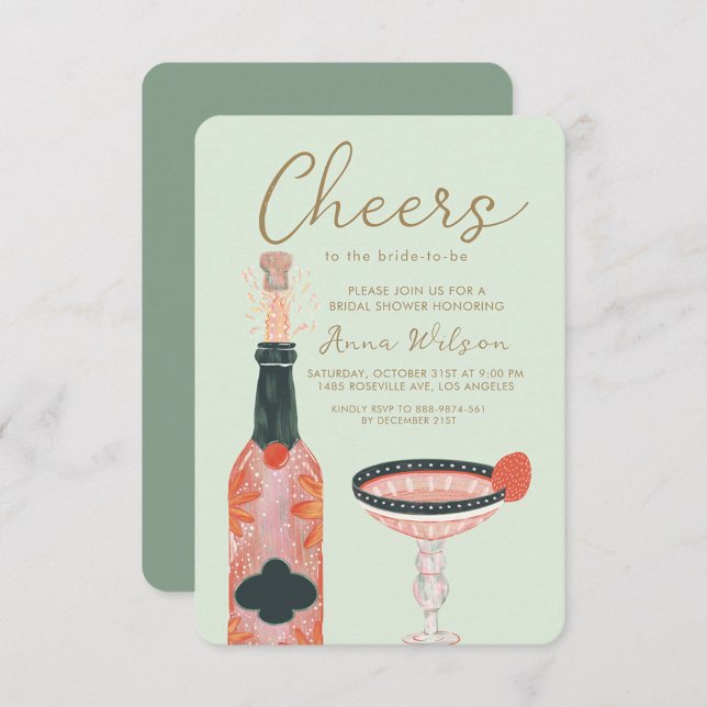 Cheers Bridal Brunch Campagne Blush Invitation (Creator Uploaded)