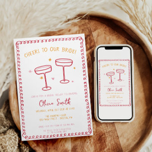 Cheers Bridal shower whimsical  Invitation