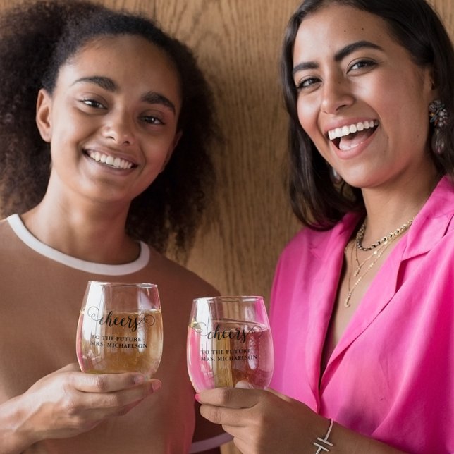 Cheers Bride To Be Wedding Event Stemless Wine Glass (Creator Uploaded)