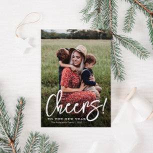 CHEERS   brush script happy new year card