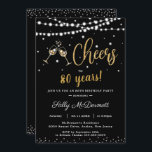 Cheers Bubbly Birthday Party Any Age Black Gold  Invitation<br><div class="desc">Personalise this modern chic birthday party invitation with your own wording and party details easily and quickly,  simply press the customise it button to further re-arrange and format the style and placement of the text.  Great for any age!  Matching items available in store!  (c) The Happy Cat Studio</div>