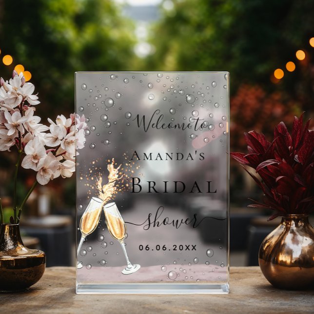 Cheers bubbly brunch Bridal Shower welcome Acrylic Sign (Creator Uploaded)