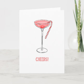 Cheers! Candy Cane Cocktail Christmas Card