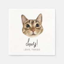 Cheers Cat Wedding Napkin Modern Customised