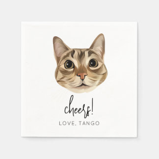 Cheers Cat Wedding Napkin Modern Customised