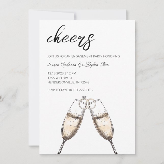 Cheers Champagne Engagement Party Invitation (Front)