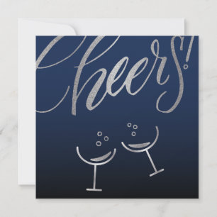 Cheers champagne glasses - Midnight blue Announcement
