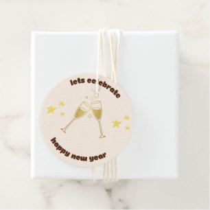 Cheers champagne glasses New Years message Favour Tags