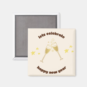 Cheers champagne glasses New Years message Magnet
