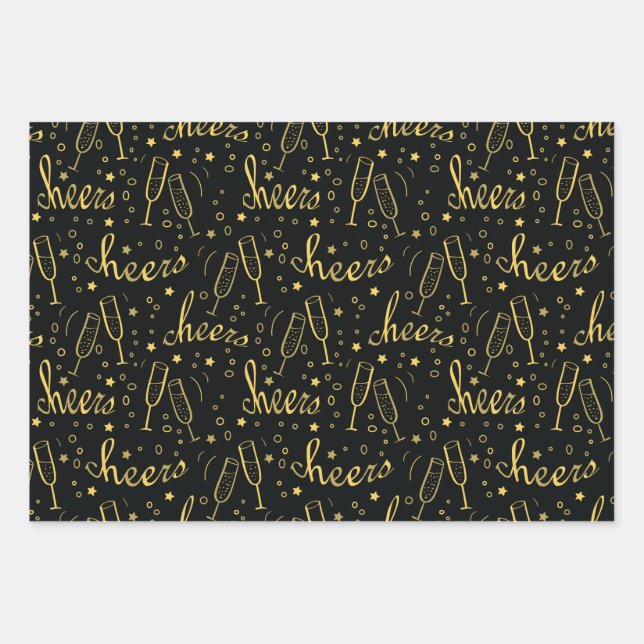 Cheers Champagne Wrapping Paper Sheet (Front)