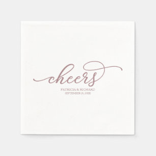 Cheers - Chic Rose Gold Script Wedding Napkins