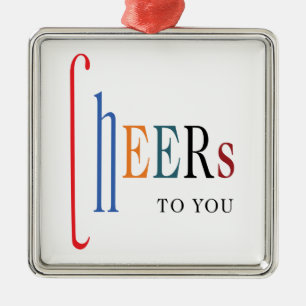 Cheers Christmas Holiday Metal Ornament