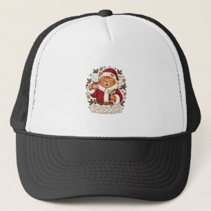Cheers Christmas Orange Cat Santa Hat Drinks Ginge