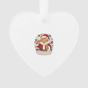 Cheers Christmas Orange Cat Santa Hat Drinks Ginge Ornament