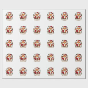Cheers Christmas Orange Cat Santa Hat Drinks Ginge Wrapping Paper
