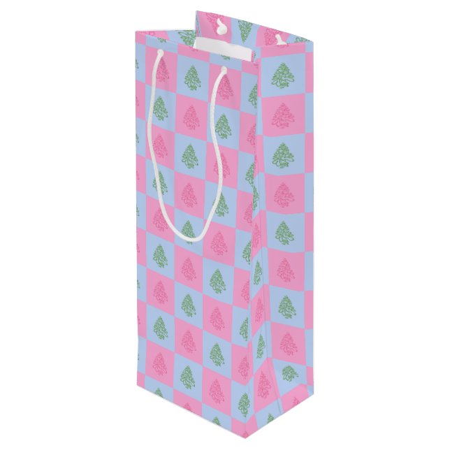CHEERS CHRISTMAS TREES-2-WINE GIFT BAG (Back Angled)