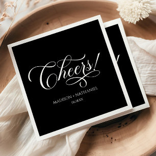 Cheers! Classic Minimalist Elegant Script Wedding Napkin