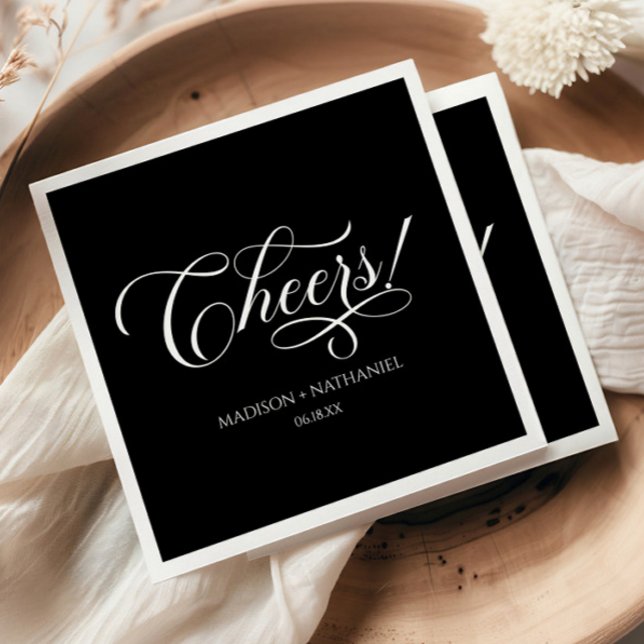 Cheers! Classic Minimalist Elegant Script Wedding Napkin (Creator Uploaded)