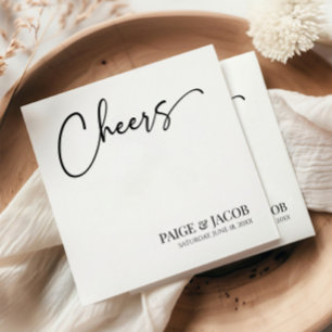 Cheers Classic Modern Minimal Minimalist Wedding Napkin