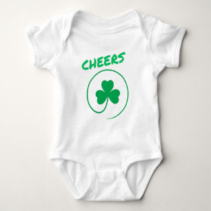 Cheers Clover Shamrock Irish Green St Patricks Day Baby Bodysuit